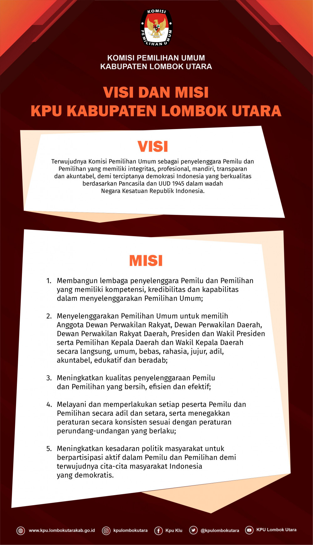 VISI MISI KPU KABUPATEN LOMBOK UTARA